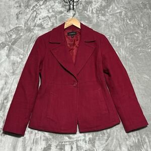Talbots Lined Blazer Jacket Womens 8 Red Single Button Grace Fit Preppy Romantic